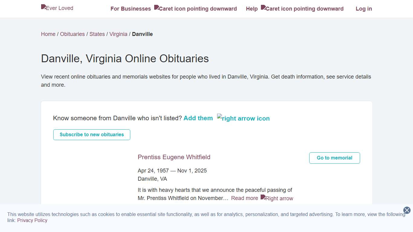 Danville, Virginia Online Obituaries | Ever Loved