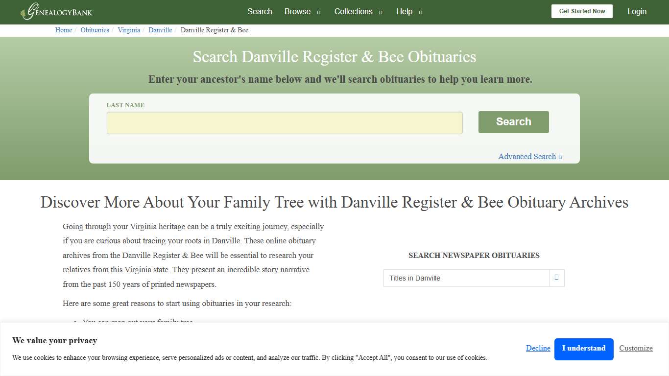 Danville Register & Bee Obituaries | GenealogyBank